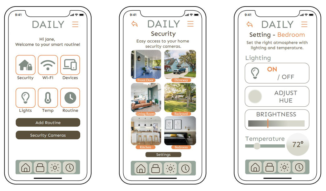 Smart home app, Homepage, IPhone screen